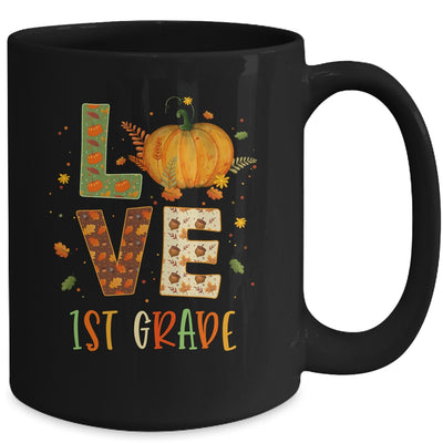 Love First Grade Happy Fall Thanksgiving Mug Coffee Mug | Teecentury.com