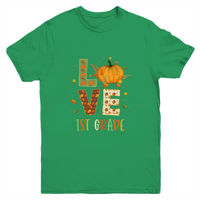 Love First Grade Happy Fall Thanksgiving Youth Youth Shirt | Teecentury.com