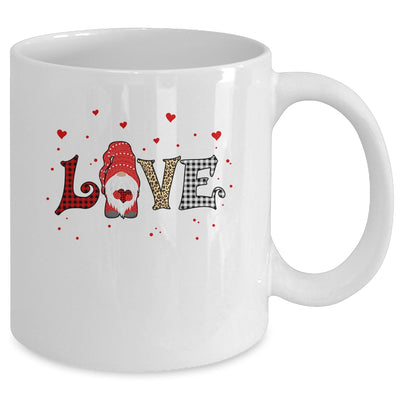 Love Gnome Valentines Day Heart Buffalo Plaid Leopard Gift Mug Coffee Mug | Teecentury.com