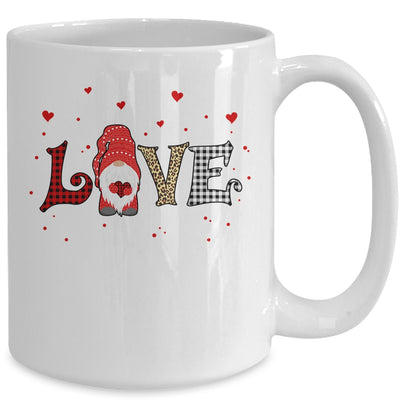 Love Gnome Valentines Day Heart Buffalo Plaid Leopard Gift Mug Coffee Mug | Teecentury.com