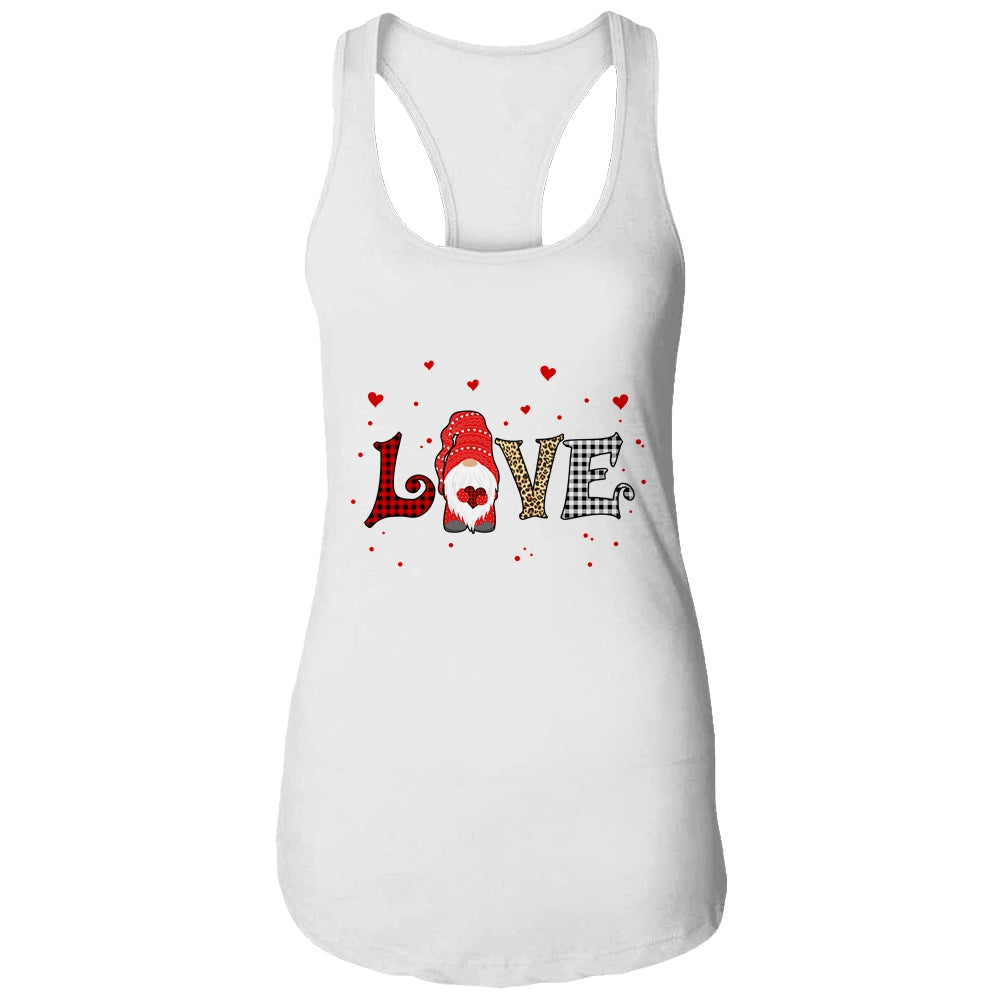 Love Gnome Valentines Day Heart Buffalo Plaid Leopard Gift T-Shirt & Tank Top | Teecentury.com