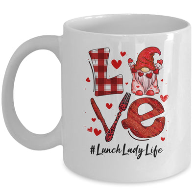 Love Heart Lunch Lady Worker Gnome Valentines Day Mug | teecentury