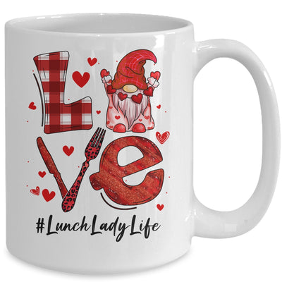 Love Heart Lunch Lady Worker Gnome Valentines Day Mug | teecentury