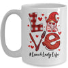 Love Heart Lunch Lady Worker Gnome Valentines Day Mug | teecentury