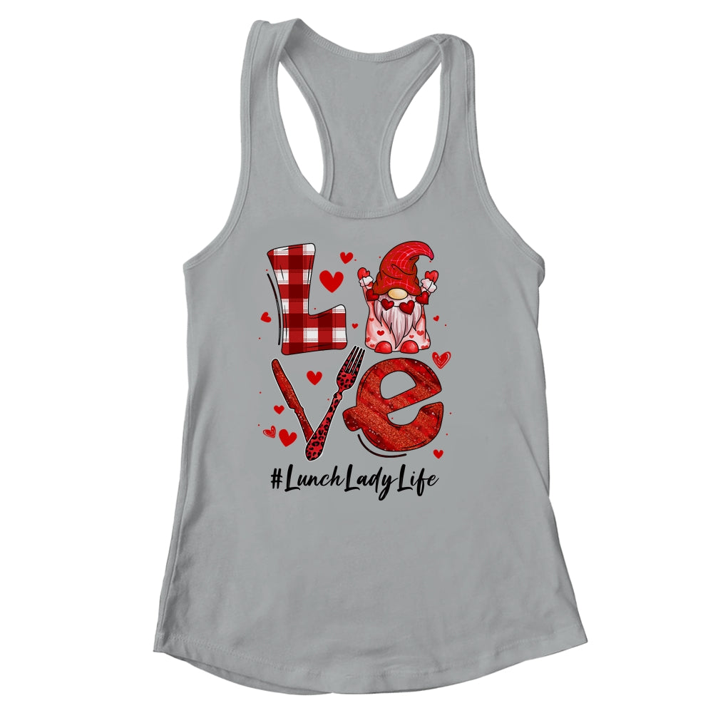Love Heart Lunch Lady Worker Gnome Valentines Day Shirt & Tank Top | teecentury