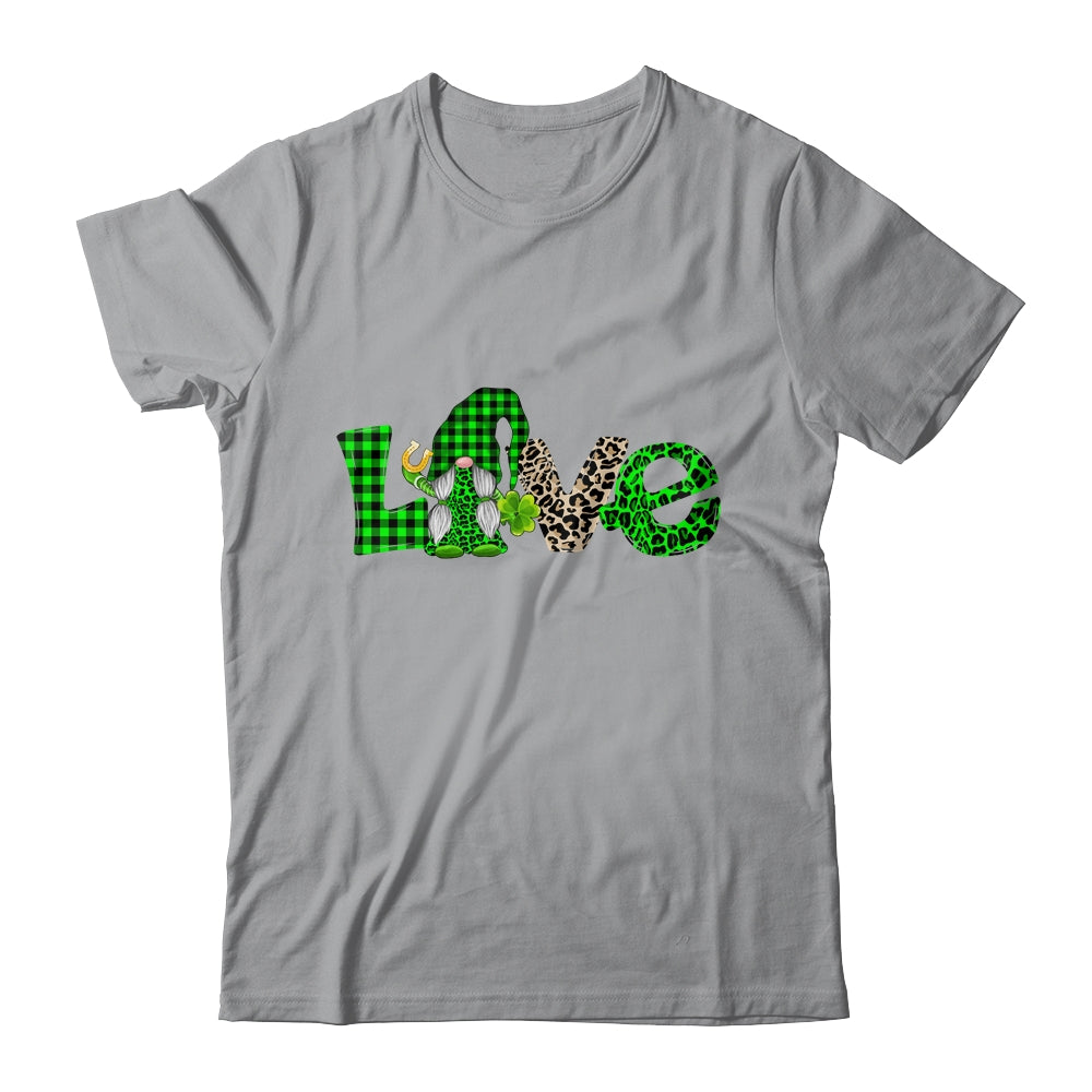 Love Irish Gnome Shamrock Leopard Plaid St Patrick's Day T-Shirt & Hoodie | Teecentury.com