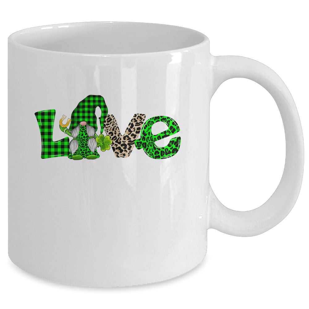 Love Irish Gnome Shamrock Leopard Plaid St Patrick's Day Mug Coffee Mug | Teecentury.com