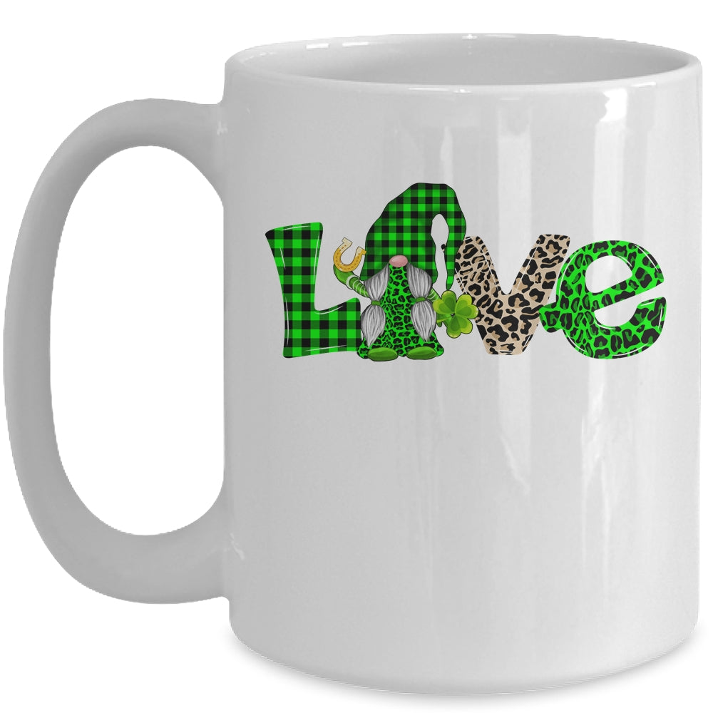 Love Irish Gnome Shamrock Leopard Plaid St Patrick's Day Mug Coffee Mug | Teecentury.com