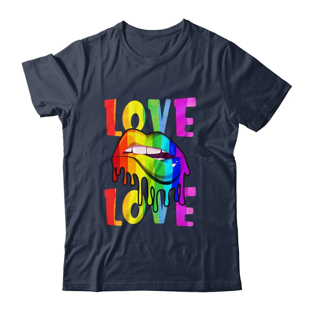 Love LGBTQ LGBT Rainbow Flag Lips Gay Lesbian Pride Month Shirt & Tank Top | teecentury