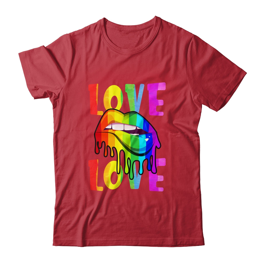 Love LGBTQ LGBT Rainbow Flag Lips Gay Lesbian Pride Month Shirt & Tank Top | teecentury