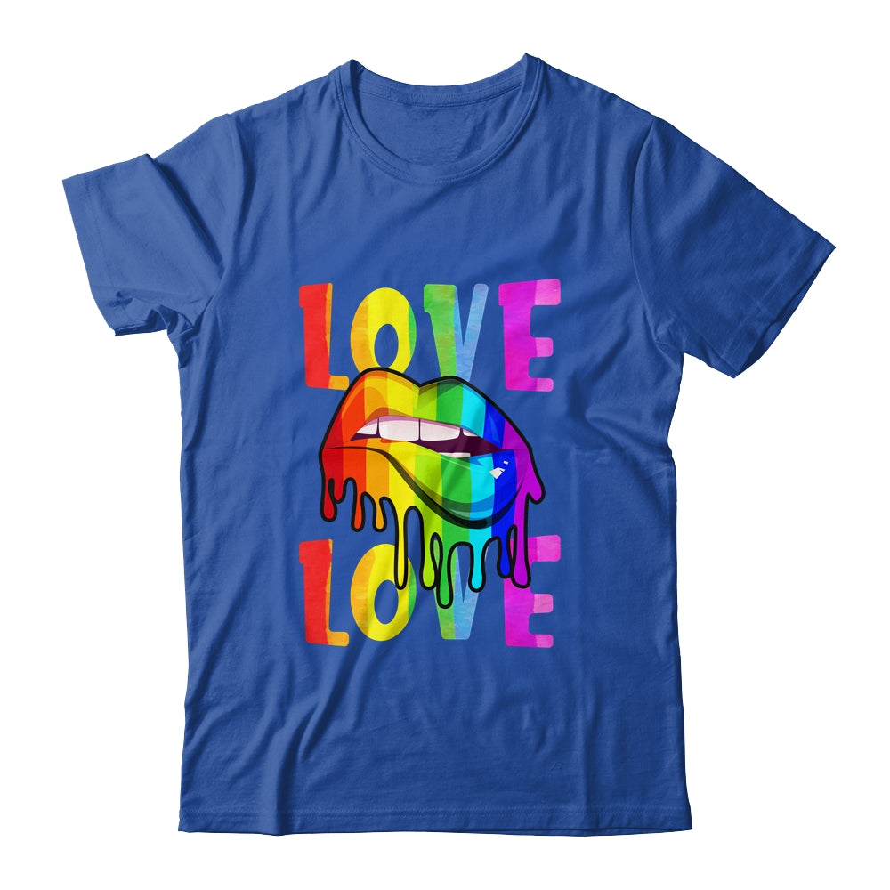 Love LGBTQ LGBT Rainbow Flag Lips Gay Lesbian Pride Month Shirt & Tank Top | teecentury