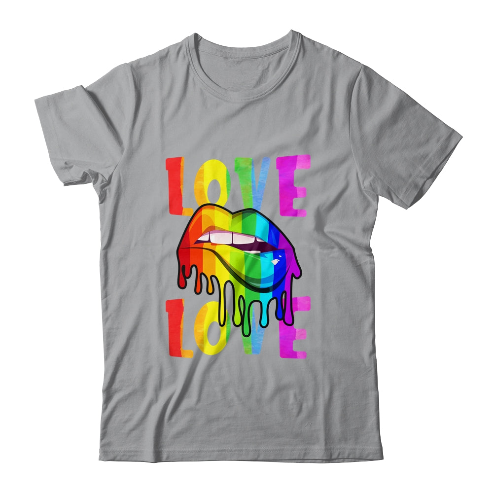 Love LGBTQ LGBT Rainbow Flag Lips Gay Lesbian Pride Month Shirt & Tank Top | teecentury