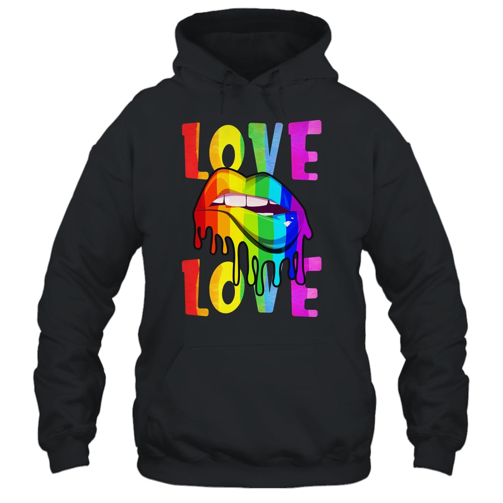 Love LGBTQ LGBT Rainbow Flag Lips Gay Lesbian Pride Month Shirt & Tank Top | teecentury
