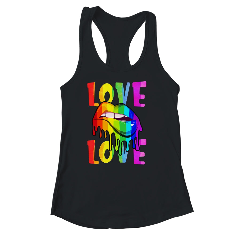 Love LGBTQ LGBT Rainbow Flag Lips Gay Lesbian Pride Month Shirt & Tank Top | teecentury