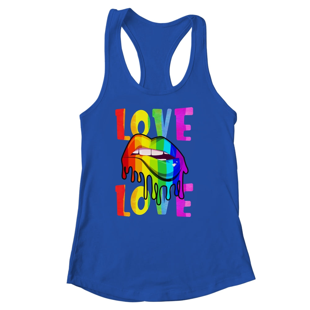 Love LGBTQ LGBT Rainbow Flag Lips Gay Lesbian Pride Month Shirt & Tank Top | teecentury