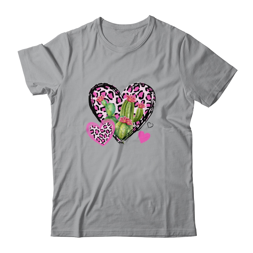 Love Leopard Heart Cactus Plant Gift Valentines Day T-Shirt & Tank Top | Teecentury.com