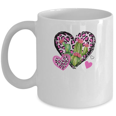Love Leopard Heart Cactus Plant Gift Valentines Day Mug Coffee Mug | Teecentury.com