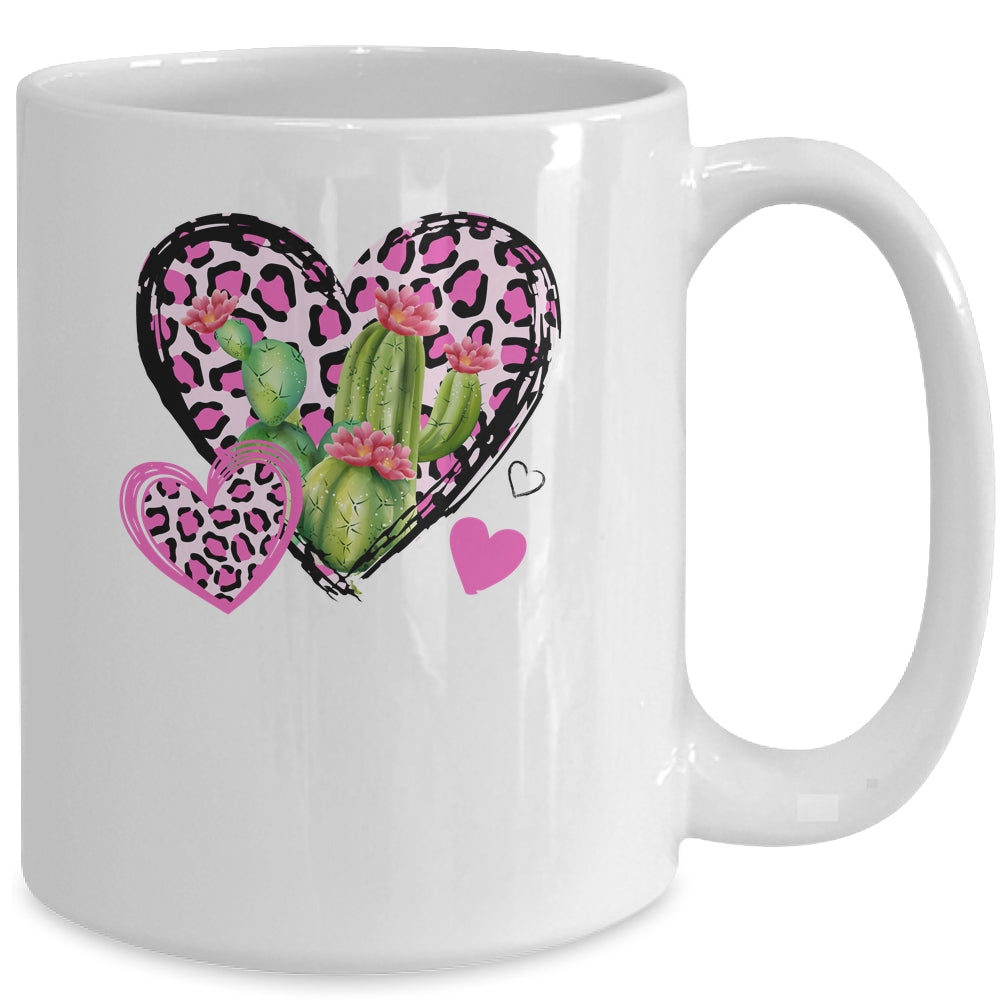 Love Leopard Heart Cactus Plant Gift Valentines Day Mug Coffee Mug | Teecentury.com
