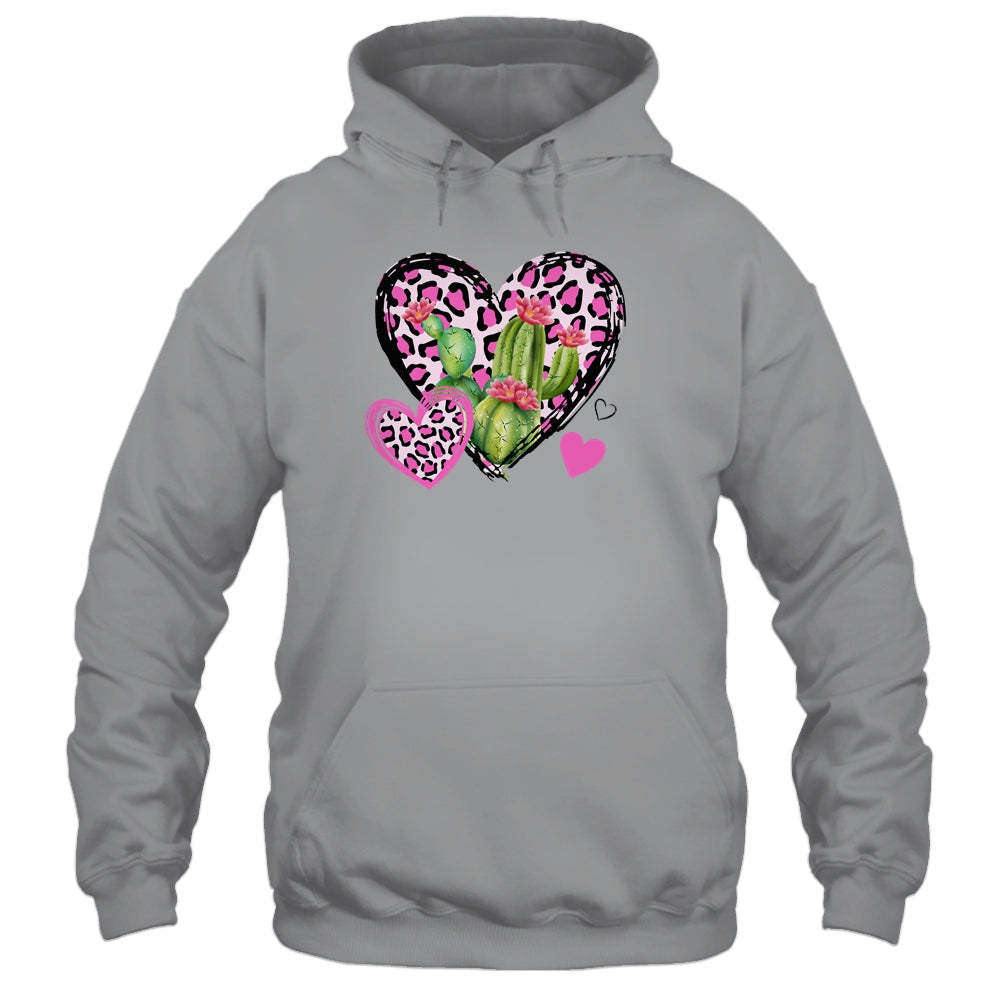 Love Leopard Heart Cactus Plant Gift Valentines Day T-Shirt & Tank Top | Teecentury.com