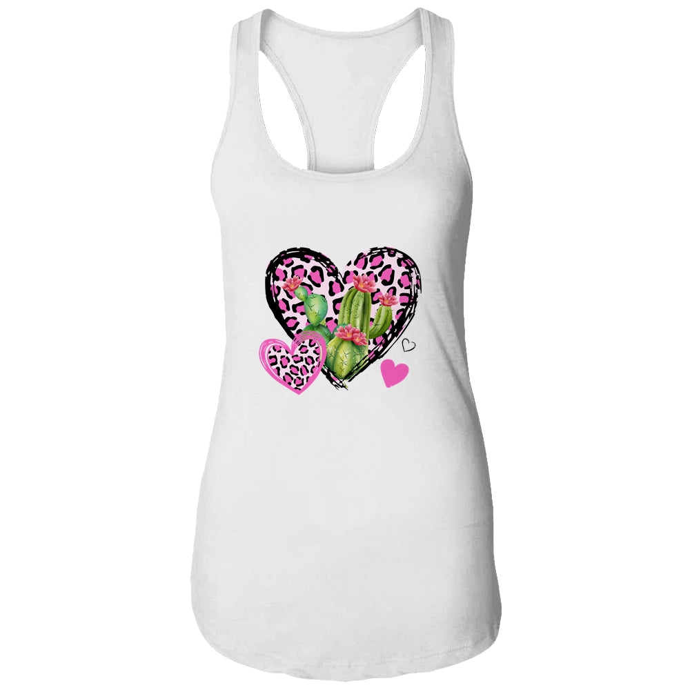 Love Leopard Heart Cactus Plant Gift Valentines Day T-Shirt & Tank Top | Teecentury.com