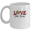 Love Like Jesus Buffalo Plaid Leopard Valentine Heart Mug Coffee Mug | Teecentury.com