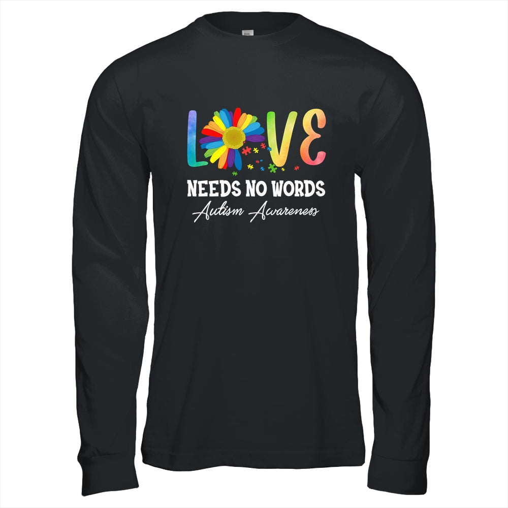 Love Needs No Words Autism Awareness Floral Colorful T-Shirt & Hoodie | Teecentury.com