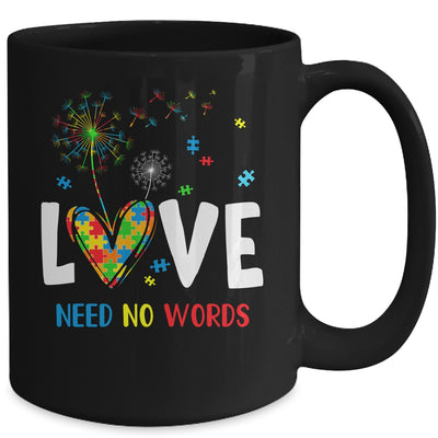 Love Needs No Words Autism Awareness Heart Puzzle Dandelion Mug | teecentury