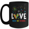 Love Needs No Words Autism Awareness Heart Puzzle Dandelion Mug | teecentury