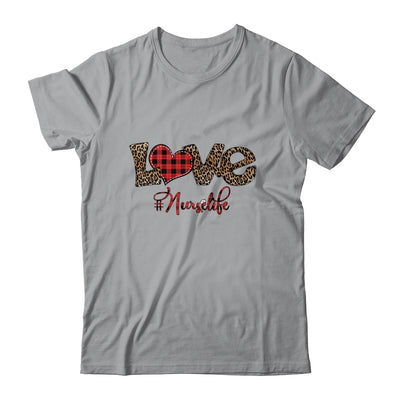 Love Nurse Life Leopard Plaid Nursing Lovers Valentines Gift T-Shirt & Tank Top | Teecentury.com