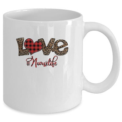 Love Nurse Life Leopard Plaid Nursing Lovers Valentines Gift Mug Coffee Mug | Teecentury.com