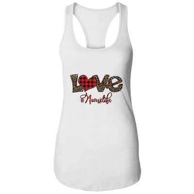 Love Nurse Life Leopard Plaid Nursing Lovers Valentines Gift T-Shirt & Tank Top | Teecentury.com