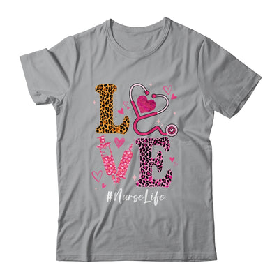 Love Nurse Life Leopard Valentine Day Nursing Women Shirt & Tank Top | teecentury