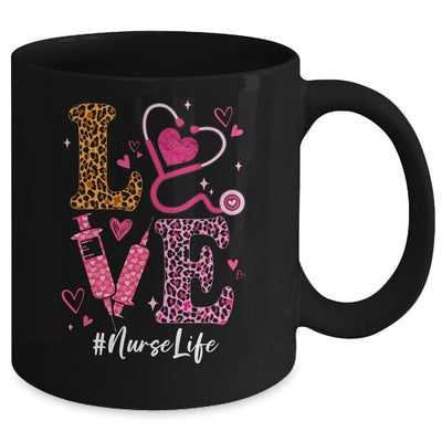 Love Nurse Life Leopard Valentine Day Nursing Women Mug | teecentury