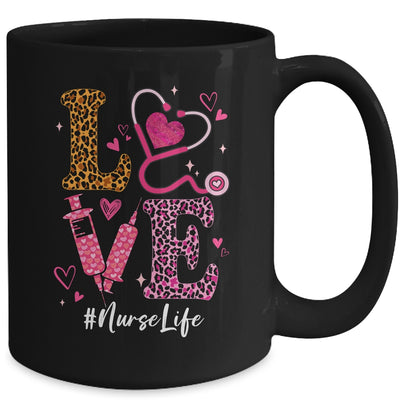 Love Nurse Life Leopard Valentine Day Nursing Women Mug | teecentury