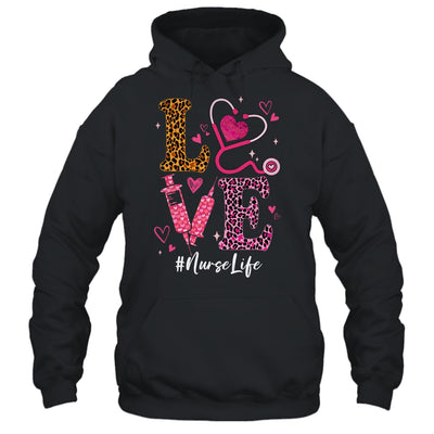 Love Nurse Life Leopard Valentine Day Nursing Women Shirt & Tank Top | teecentury