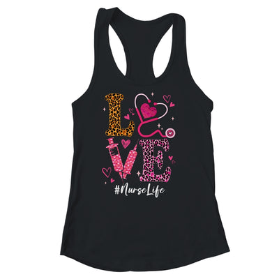 Love Nurse Life Leopard Valentine Day Nursing Women Shirt & Tank Top | teecentury