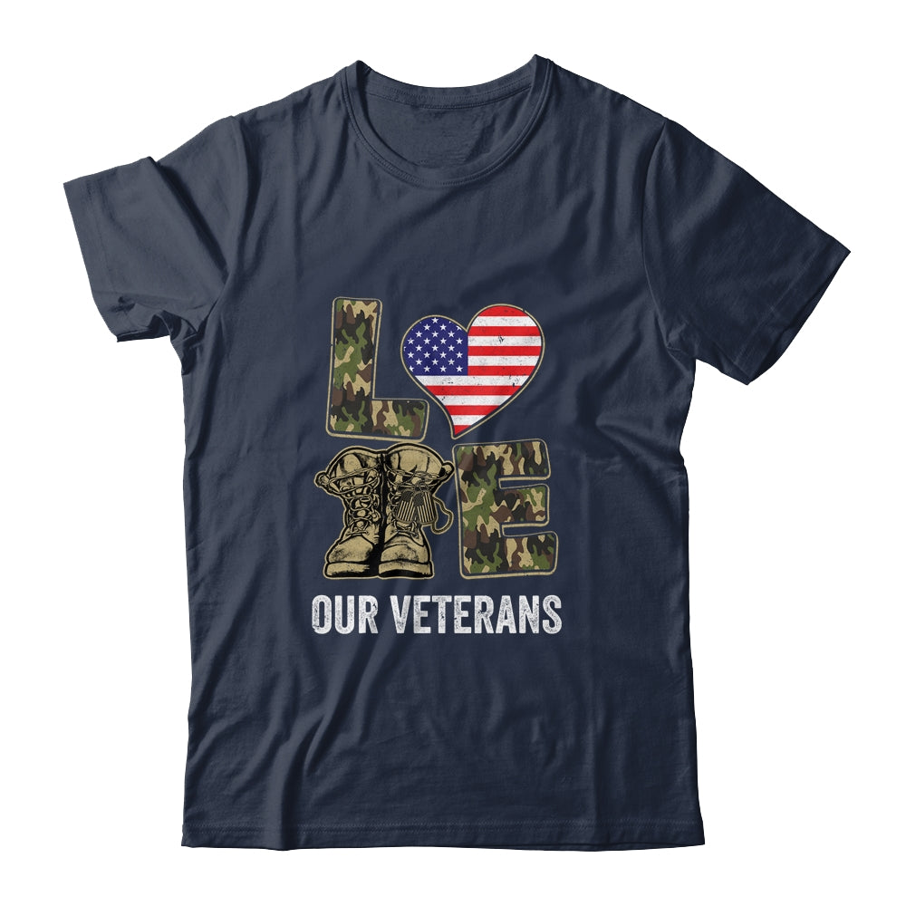 Love Our Veterans Day Proud Military US Flag T-Shirt & Hoodie | Teecentury.com