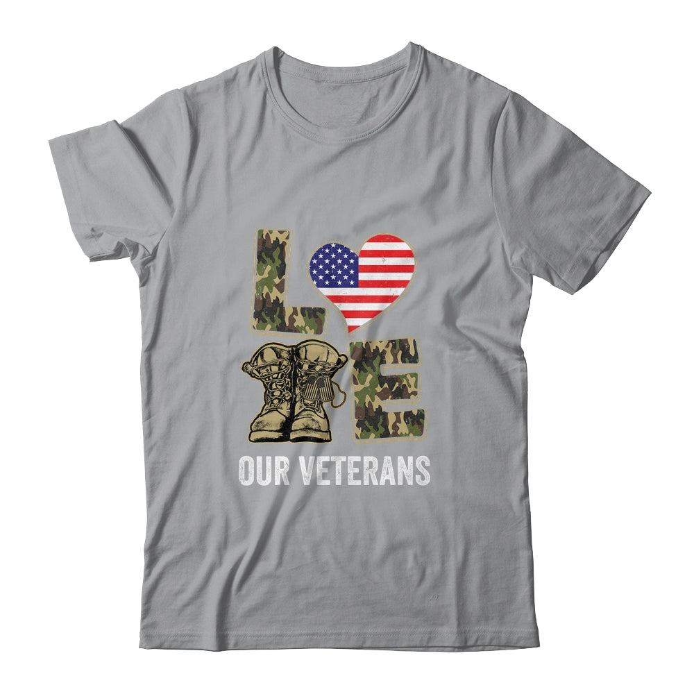 Love Our Veterans Day Proud Military US Flag T-Shirt & Hoodie | Teecentury.com