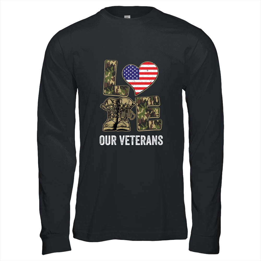 Love Our Veterans Day Proud Military US Flag T-Shirt & Hoodie | Teecentury.com