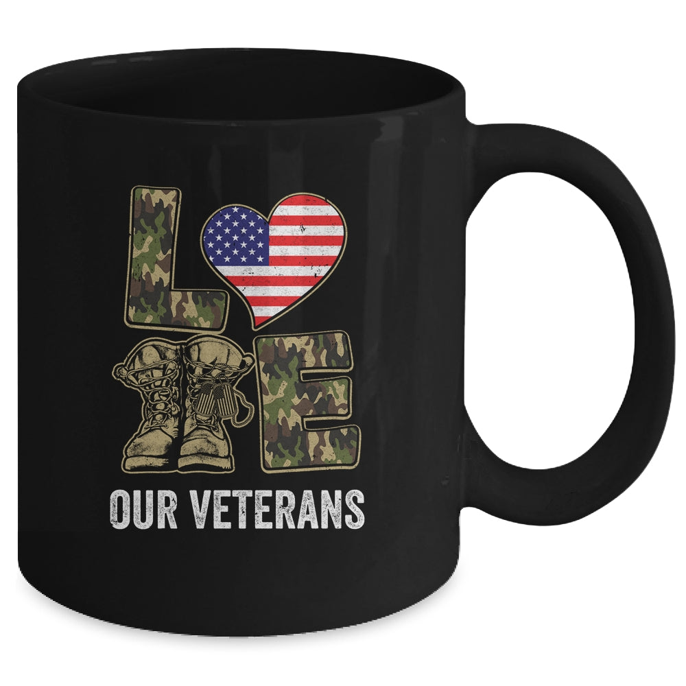 Love Our Veterans Day Proud Military US Flag Mug Coffee Mug | Teecentury.com