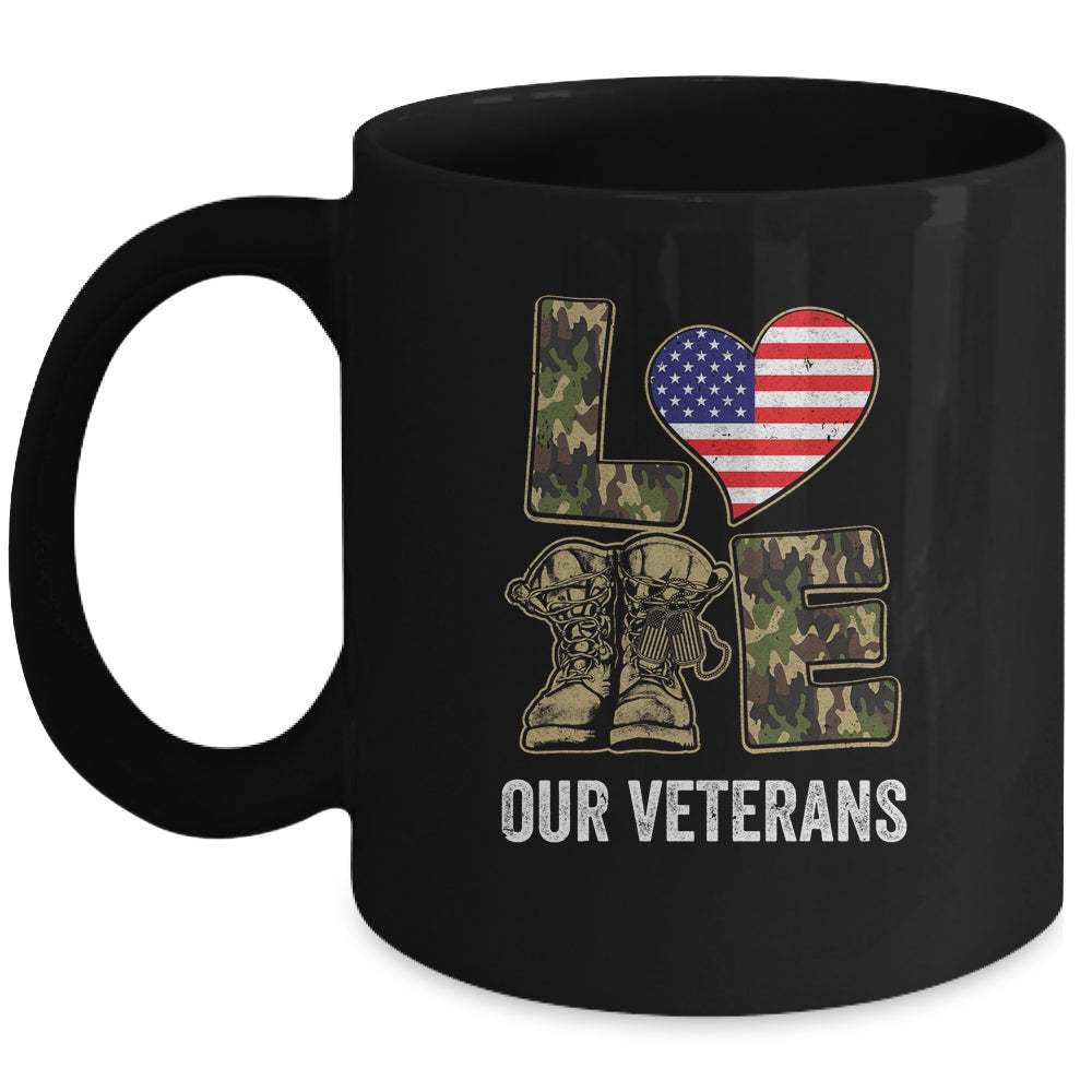 Love Our Veterans Day Proud Military US Flag Mug Coffee Mug | Teecentury.com