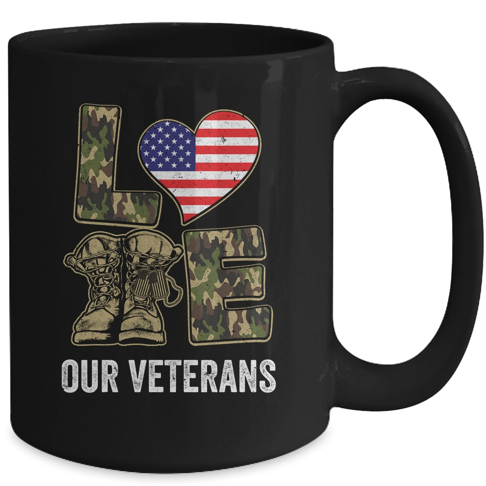 Love Our Veterans Day Proud Military US Flag Mug Coffee Mug | Teecentury.com
