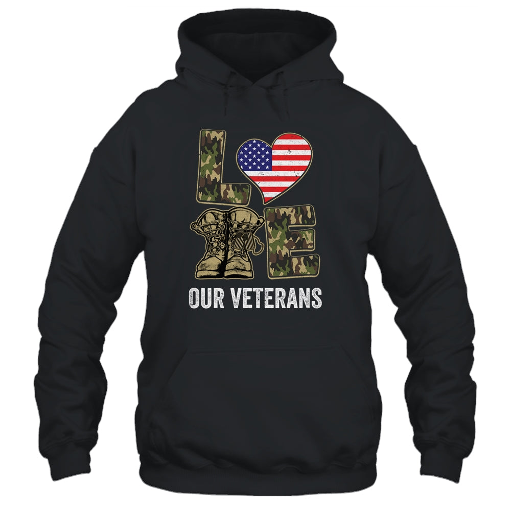Love Our Veterans Day Proud Military US Flag T-Shirt & Hoodie | Teecentury.com
