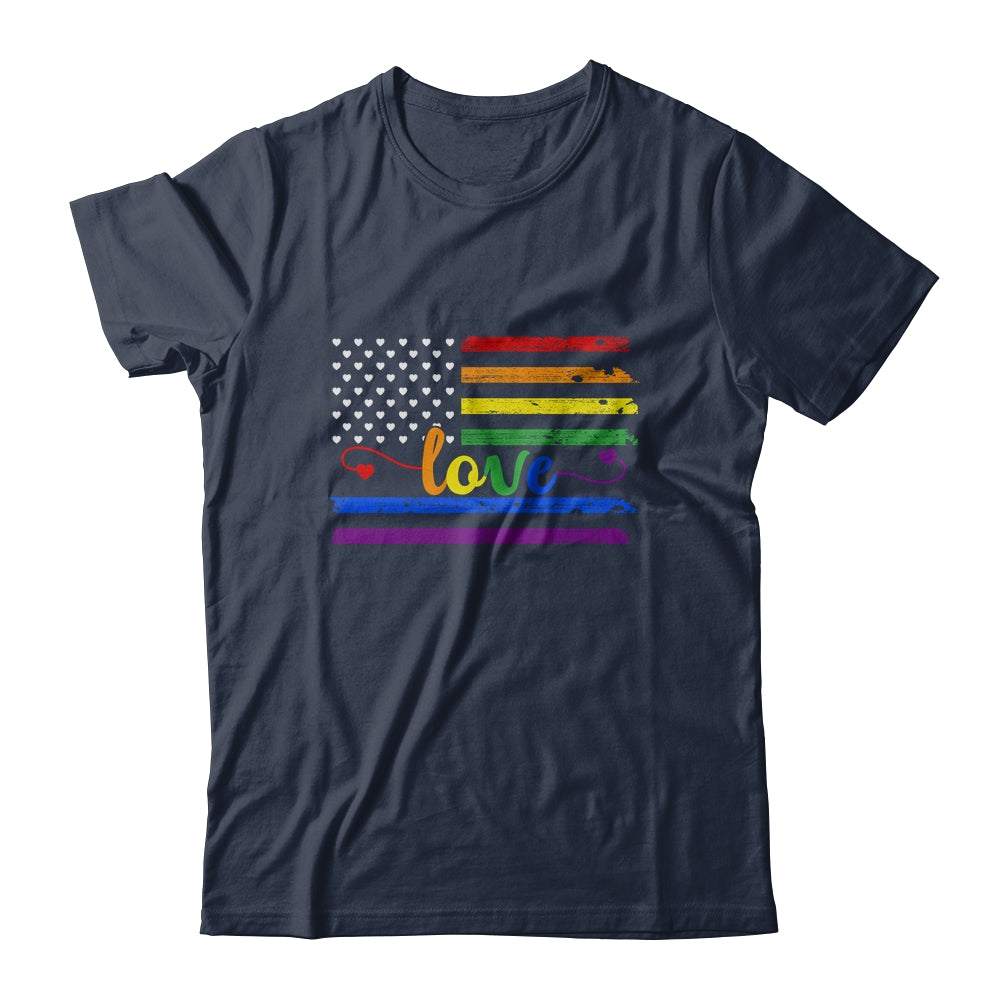Love Rainbow Pride LGBT American Flag T-Shirt & Hoodie | Teecentury.com