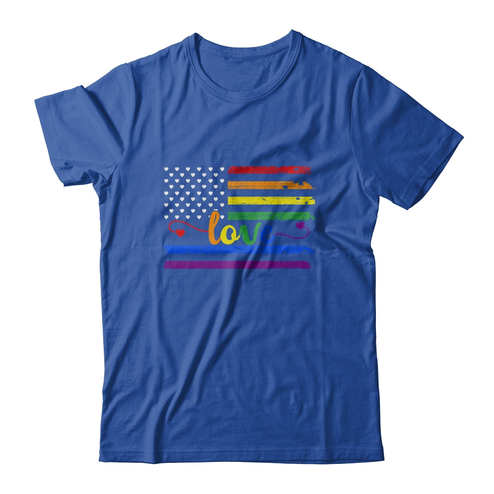Love Rainbow Pride LGBT American Flag T-Shirt & Hoodie | Teecentury.com
