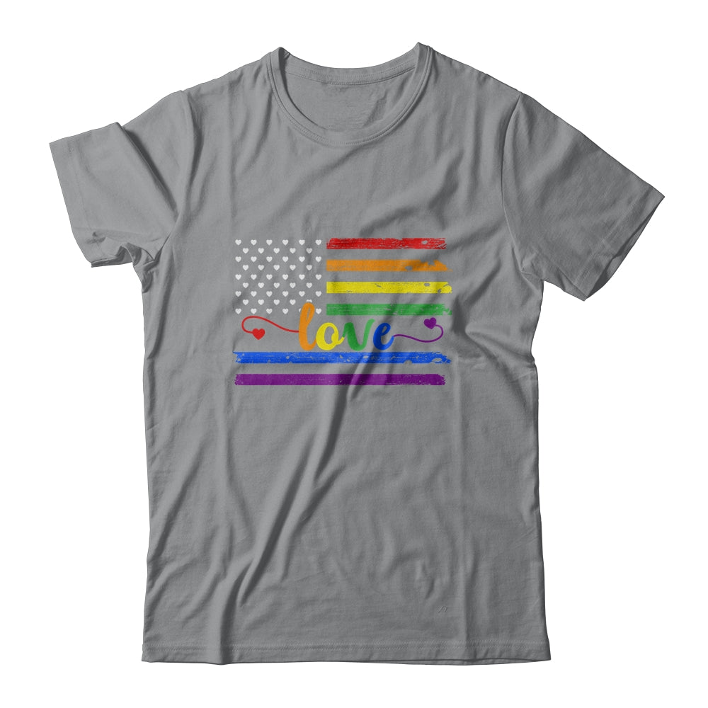 Love Rainbow Pride LGBT American Flag T-Shirt & Hoodie | Teecentury.com