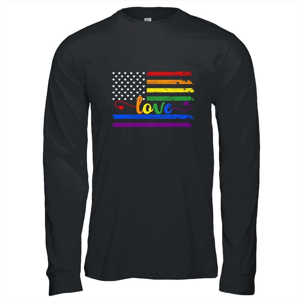 Love Rainbow Pride LGBT American Flag T-Shirt & Hoodie | Teecentury.com