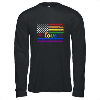 Love Rainbow Pride LGBT American Flag T-Shirt & Hoodie | Teecentury.com