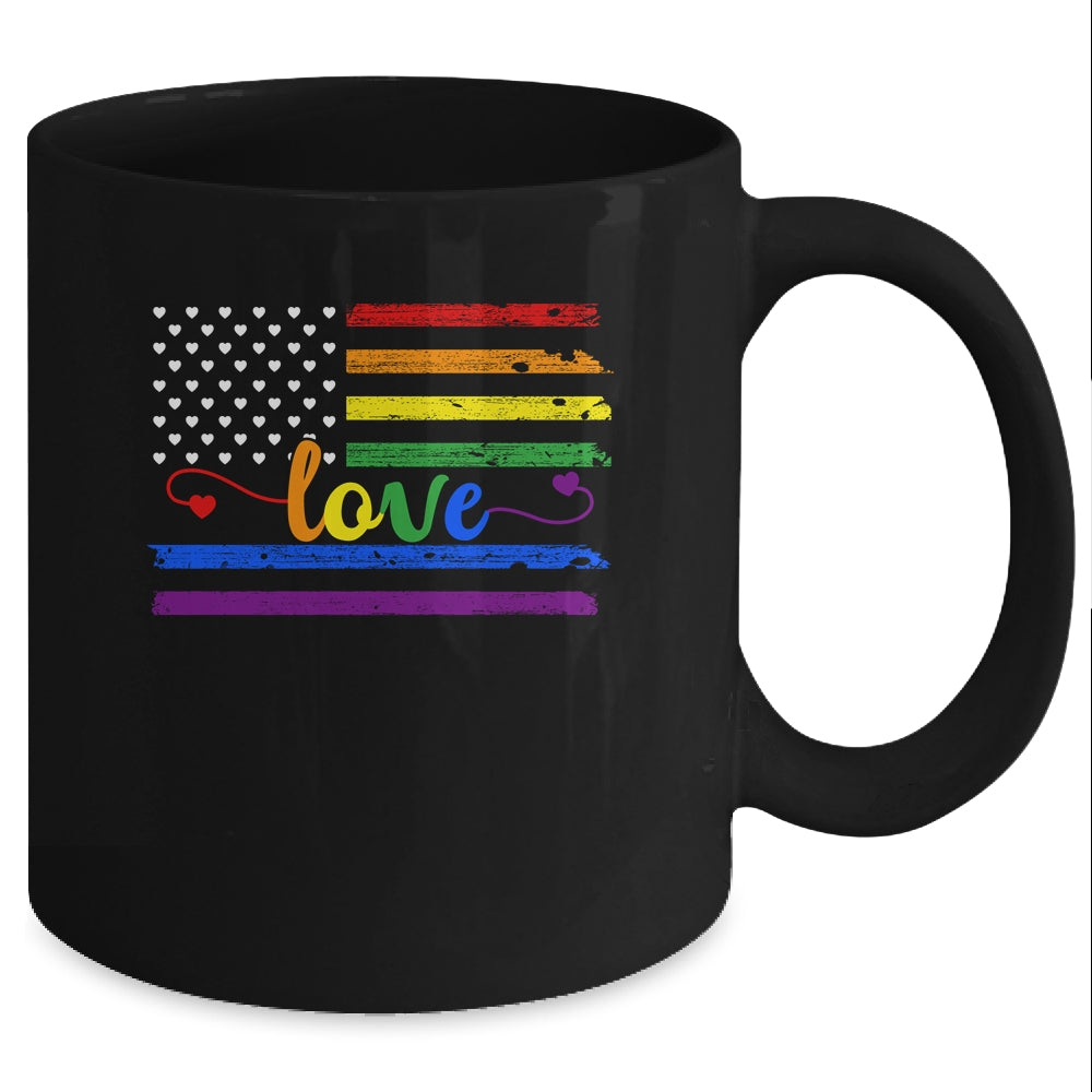 Love Rainbow Pride LGBT American Flag Mug Coffee Mug | Teecentury.com