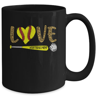 Love Softball Mom Leopard Print Lover Mother's Day Mug Coffee Mug | Teecentury.com